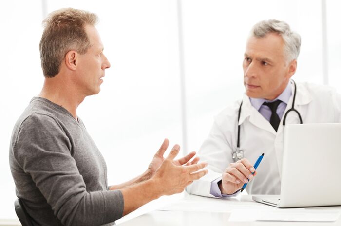 A man with chronic prostatitis at a visit to the doctor